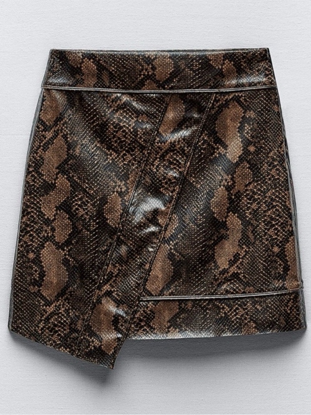 Zara Faux Leather Animal Snake Print Mini Skirt Size M